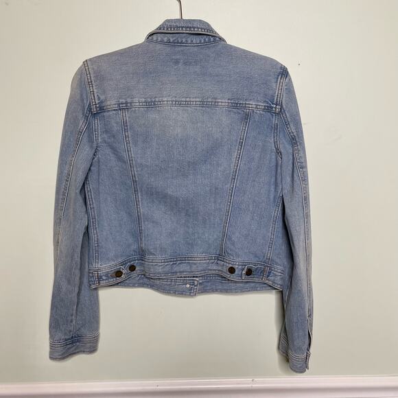 Chaps Vintage Cropped Trucker Denim‎ Jacket Embroidery Detail Collared Blue M - Picture 2 of 11